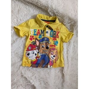 Nickelodeon Paw Patrol Yellow Teamwork Polo Collared Shirt Sleeve Shirt Size 2T